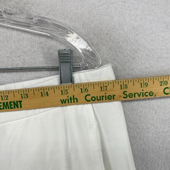 EILEEN FISHER Pants L Stretch Organic Cotton Jersey Carrot Tapered Ankle White - Picture 8 of 13